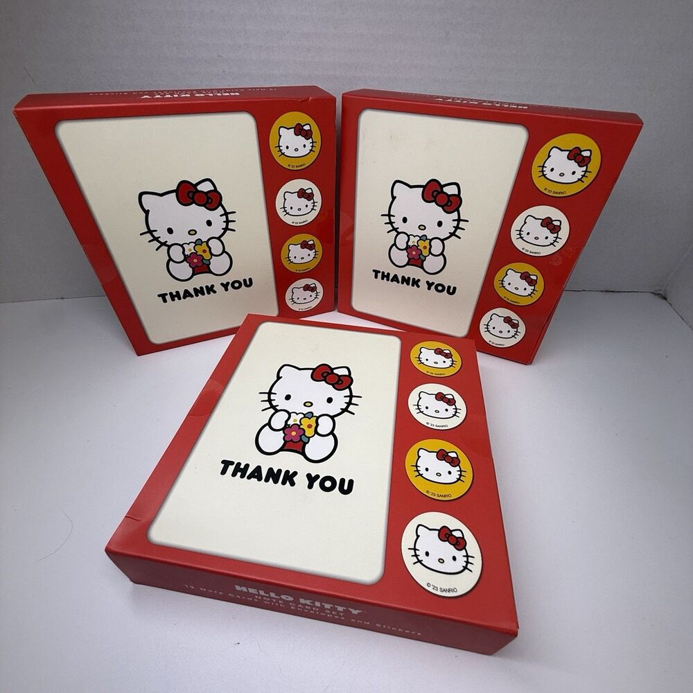Hello Kitty 3 Pack Of 12 Bundle Note Card Set 36 Total Thank You Note Cards New